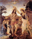 Leonardo da Vinci (1452-1519) and Andrea del Verrocchio - 1472-75 Baptism of Christ (Uffizi)