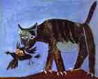Yaral Kuş ve Kedi, Wounded Bird and Cat. 1938. Oil on canvas