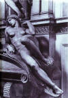 Tomb of Lorenzo de' Medici (detail). Dawn. 1526-1531. Marble. Medici Chapel, San Lorenzo, Florence, Italy
